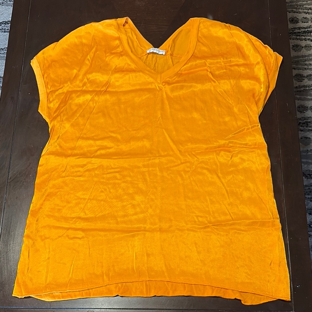 Silky Orange 🍊 Boxy Relaxed Blouse